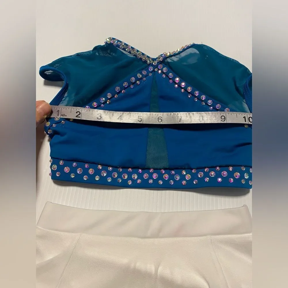 Weissman custom solo dance costume 2 piece teal blue top skirt MT10463 SC child